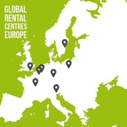 Map global rental centres Europe